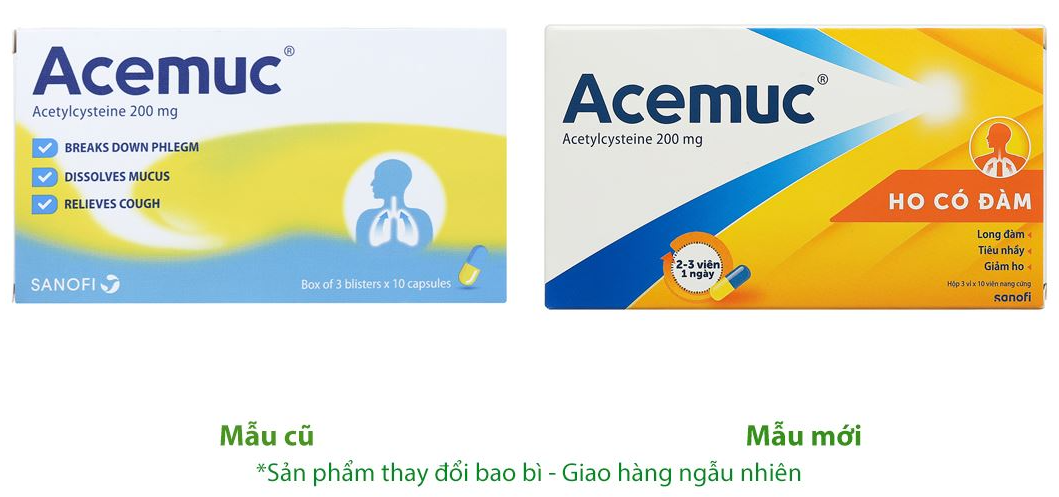Acemuc Acetylcysteine 200mg Sanofi (Hộp 30 viên)