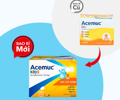 Acemuc Kids Acetylcysteine 100mg Sanofi (Hộp 30 gói)