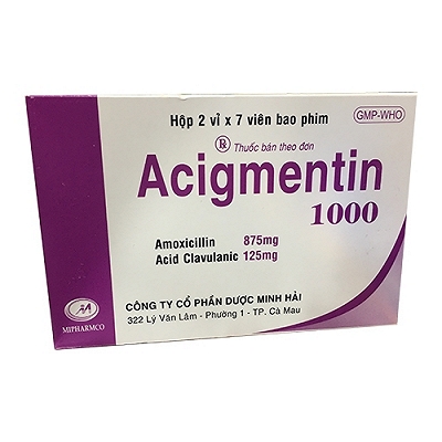Acigmentin 1g Minh Hải (Hộp 14 viên)