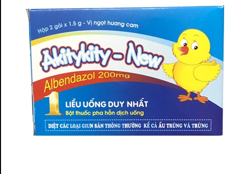 Akitykity new albendazol 200mg TW1 Pharbaco (Hộp 2 gói x 1.5g)