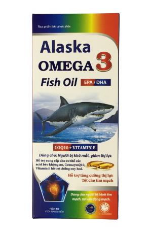 Viên uống Alaska Omega 3 CoQ10 + Vitamin E Akopha ( xanh ) (Lọ 60 viên)