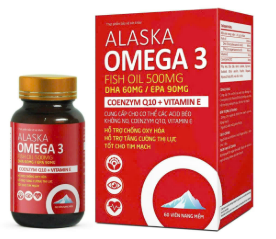 Viên uống Alaska Omega 3 Fish Oil 500mg Akopha Pháp Đỏ (Hộp 60 viên)
