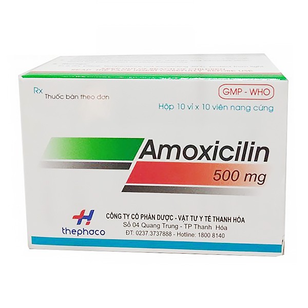 Amoxicilin 500mg Thanh Hóa (Hộp 100 viên)