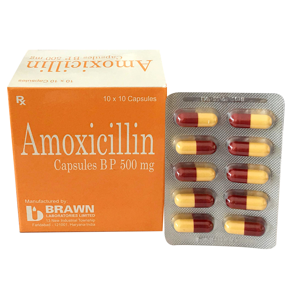 Amoxicillin 500mg Brawn (Hộp 100 viên)