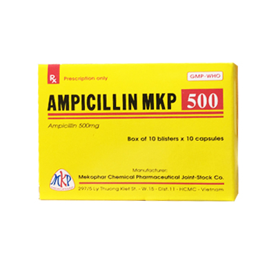 Ampicillin 500mg Mekophar (Hộp 100 viên)