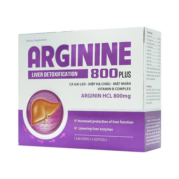 Viên uống Arginine 800 Plus Arginin HCL 800mg Akopha Pháp Tím (Hộp 60 viên)