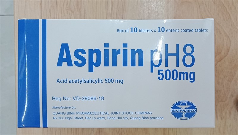 Aspirin pH8 500mg Quảng Bình (H/100v)