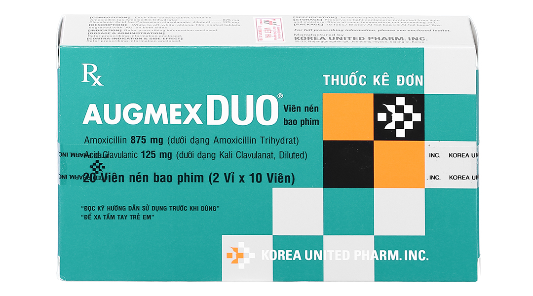 Augmex Duo 875mg/125mg Hàn Quốc (Hộp 20 viên)