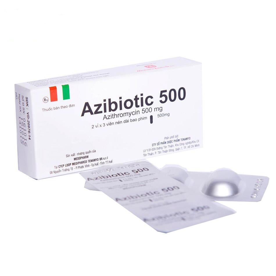 Azibiotic Azithromycin 500mg Medipharco (Hộp 6 viên)