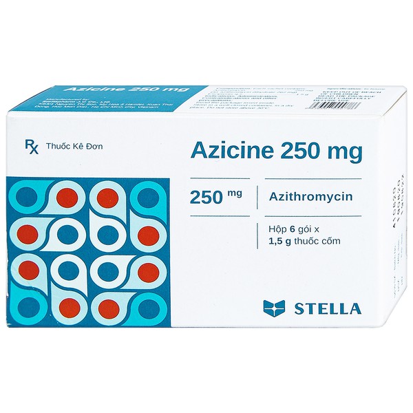 Azicine Azithromycin 250mg Gói Stella (Hộp 6 gói x 1.5g)