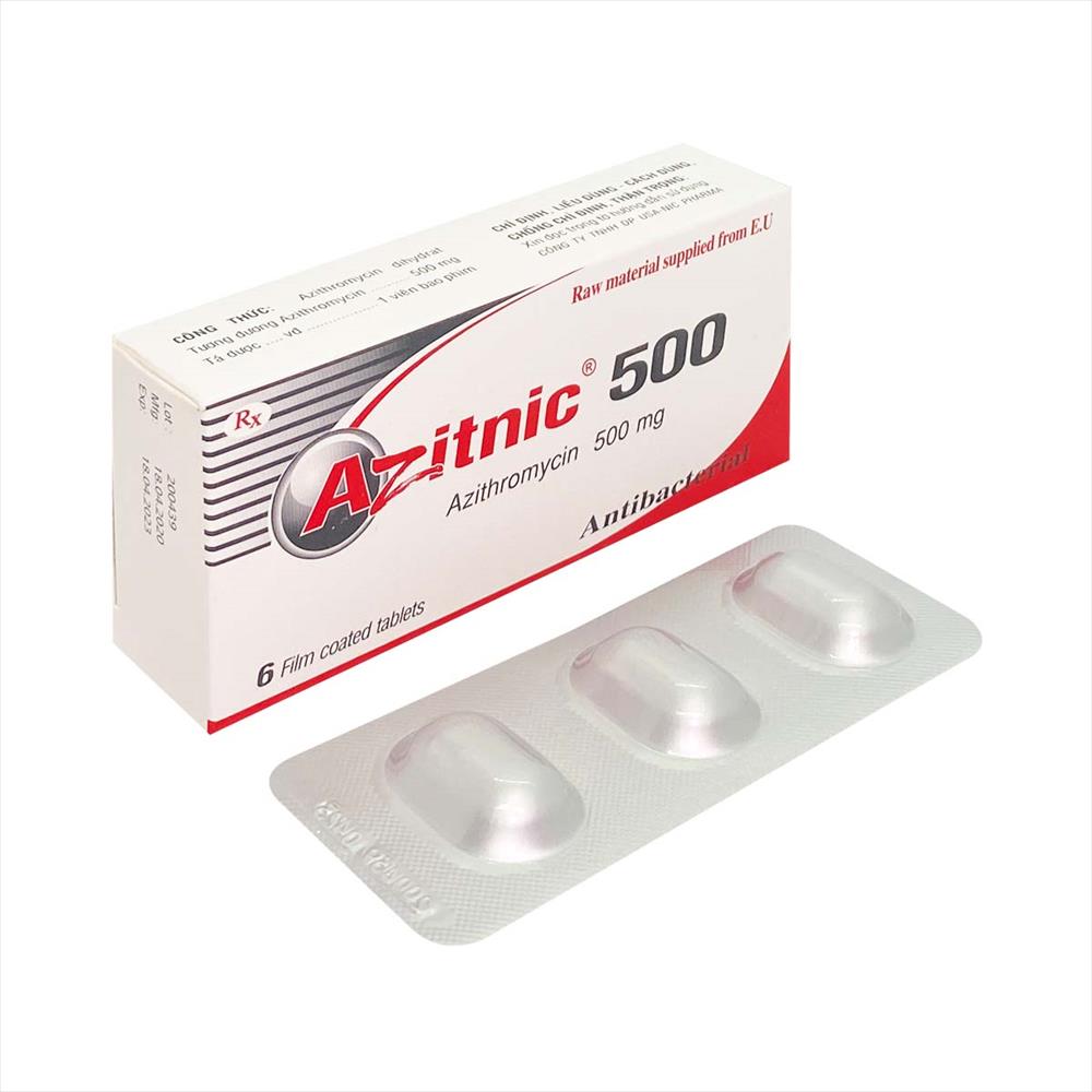 Azitnic 500 Azithromycin 500mg NIC (Hộp 6 viên)