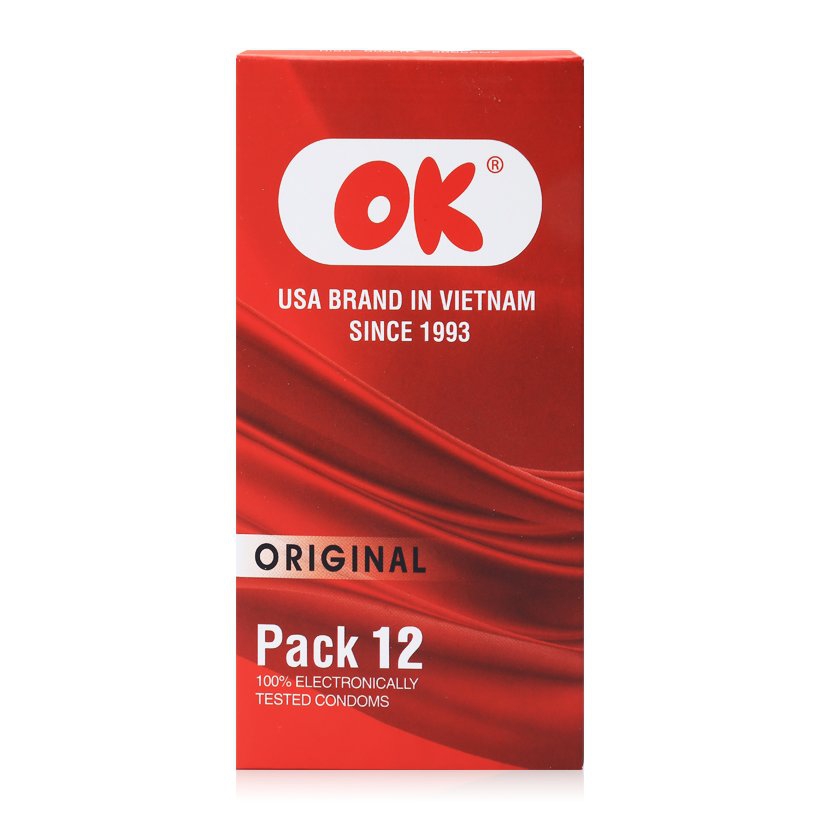 Bao cao su OK đỏ không mùi (Hộp 12 hộp x 12 cái)