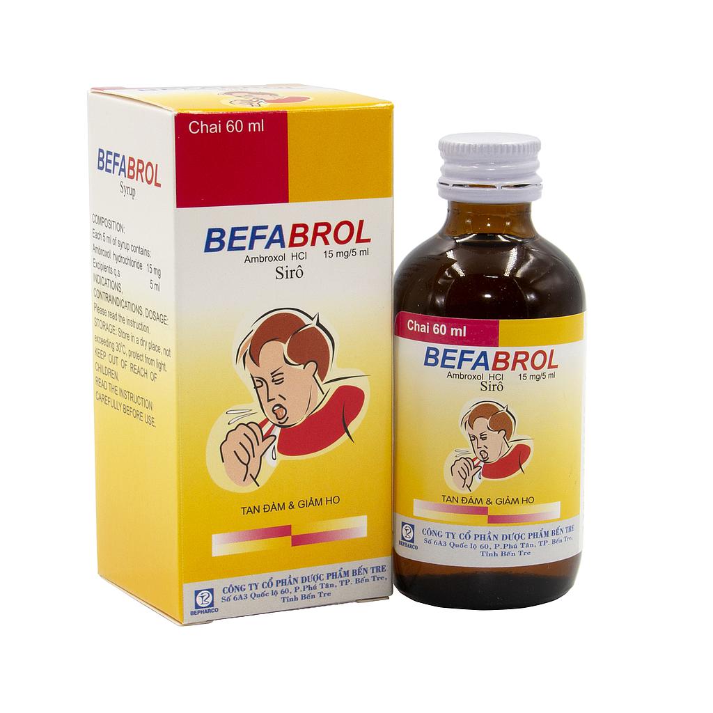Siro Befabrol Ambroxol HCL 15mg/5ml Bến Tre (Chai 60ml)