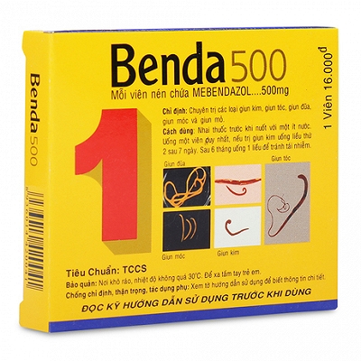 Benda 500mg Mebendazol 500mg Thai Nakorn (Hộp 12 hộp nhỏ x 1 viên)