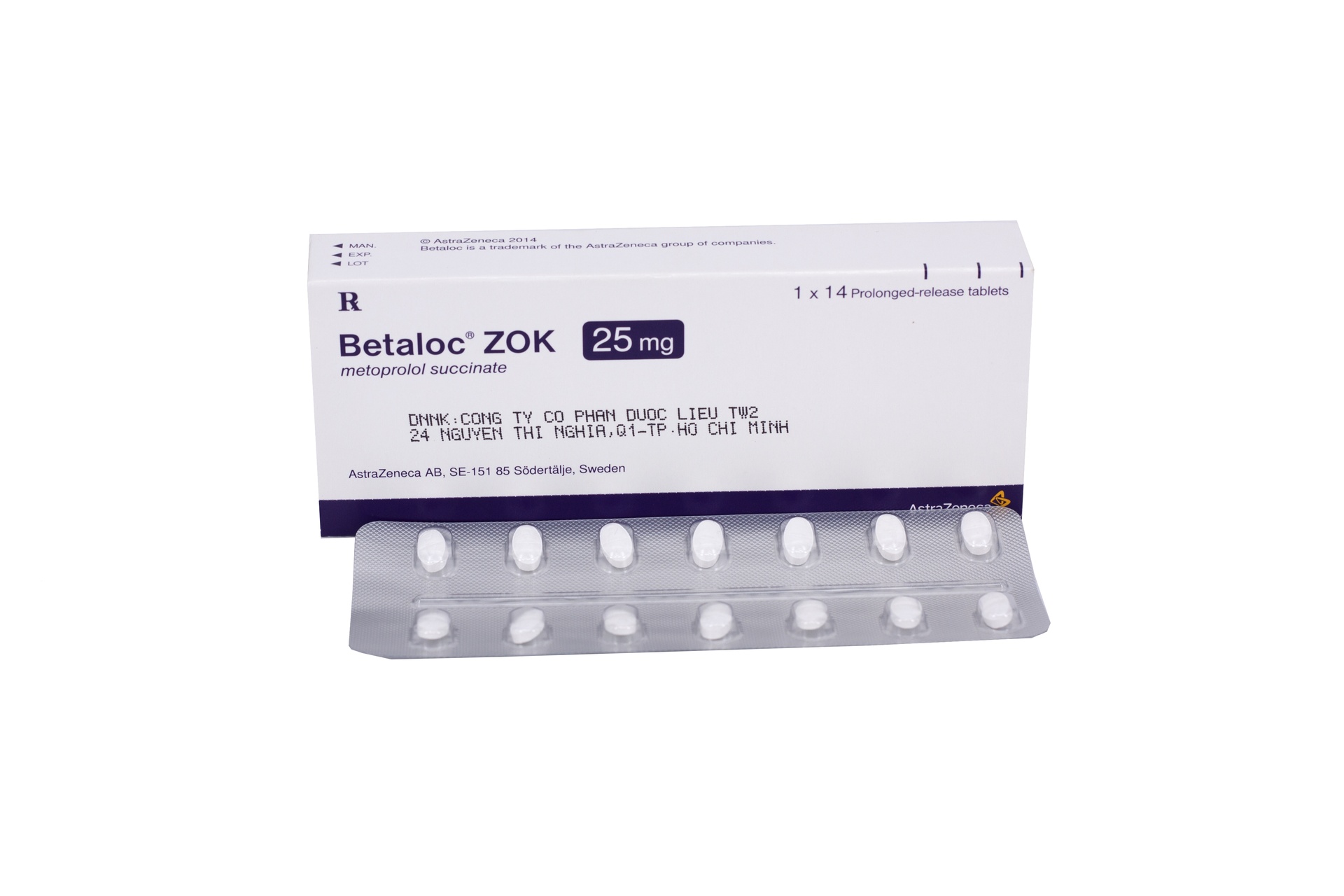 Betaloc Zok 25mg Astrazeneca (Hộp 14 viên)