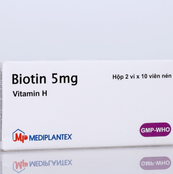 Biotin Vitamin H 5mg Mediplantex Trắng (Hộp 20 viên)