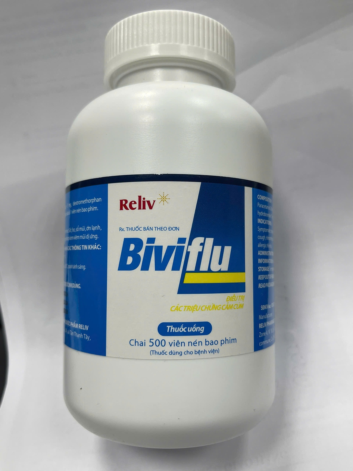 Biviflu paracetamol 500mg BRV Healthcare (Lọ 500 viên)