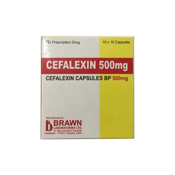 Cefalexin Cephalexin 500mg Brawn (Hộp 100 viên)