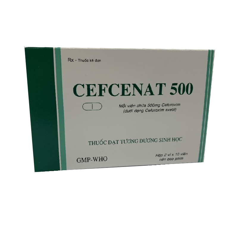 Cefcenat Cefuroxim 500mg Tiền Giang (Hộp 20 viên)