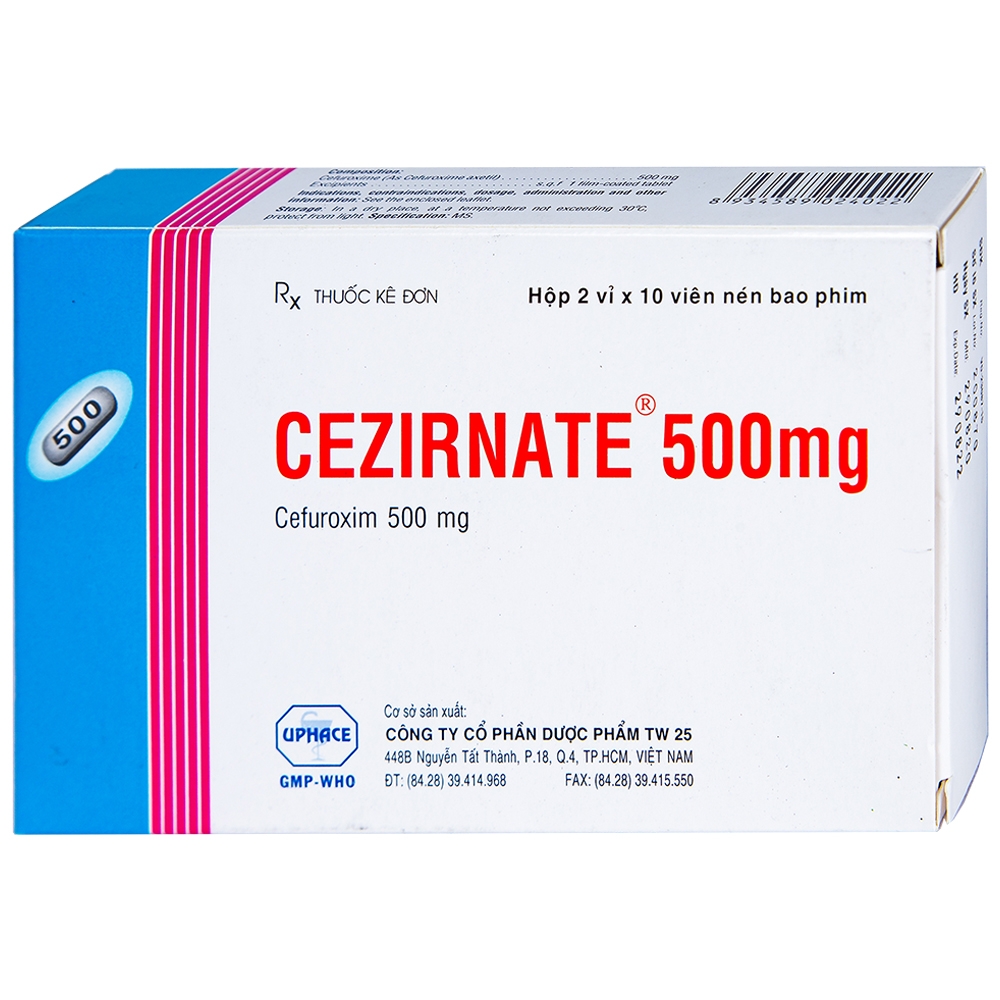 Cezirnate Cefuroxim 500mg TW25 Uphace (Hộp 20 viên)
