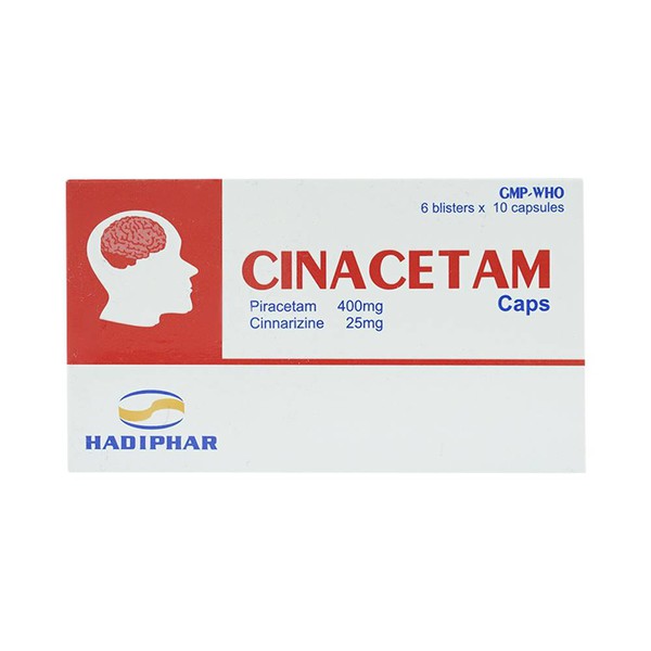 Cinacetam Piracetam 400mg Cinnarizin 25mg Hà tĩnh (Hộp 60 viên)