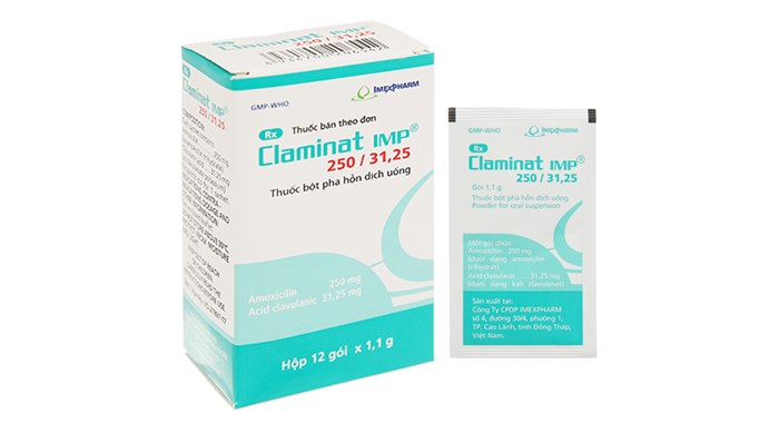 Claminat IMP 250/31.25 Imexpharm (Hộp 12 gói x 1.1g)