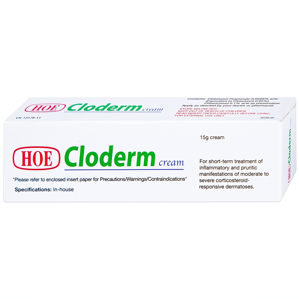 Cloderm Cream clobetasone 15g kem bôi Malaysia (Tuýp/15g)