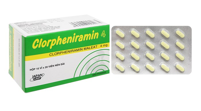 Clorpheniramin 4mg DHG Hậu Giang (Hộp 10 vỉ x 20 viên)