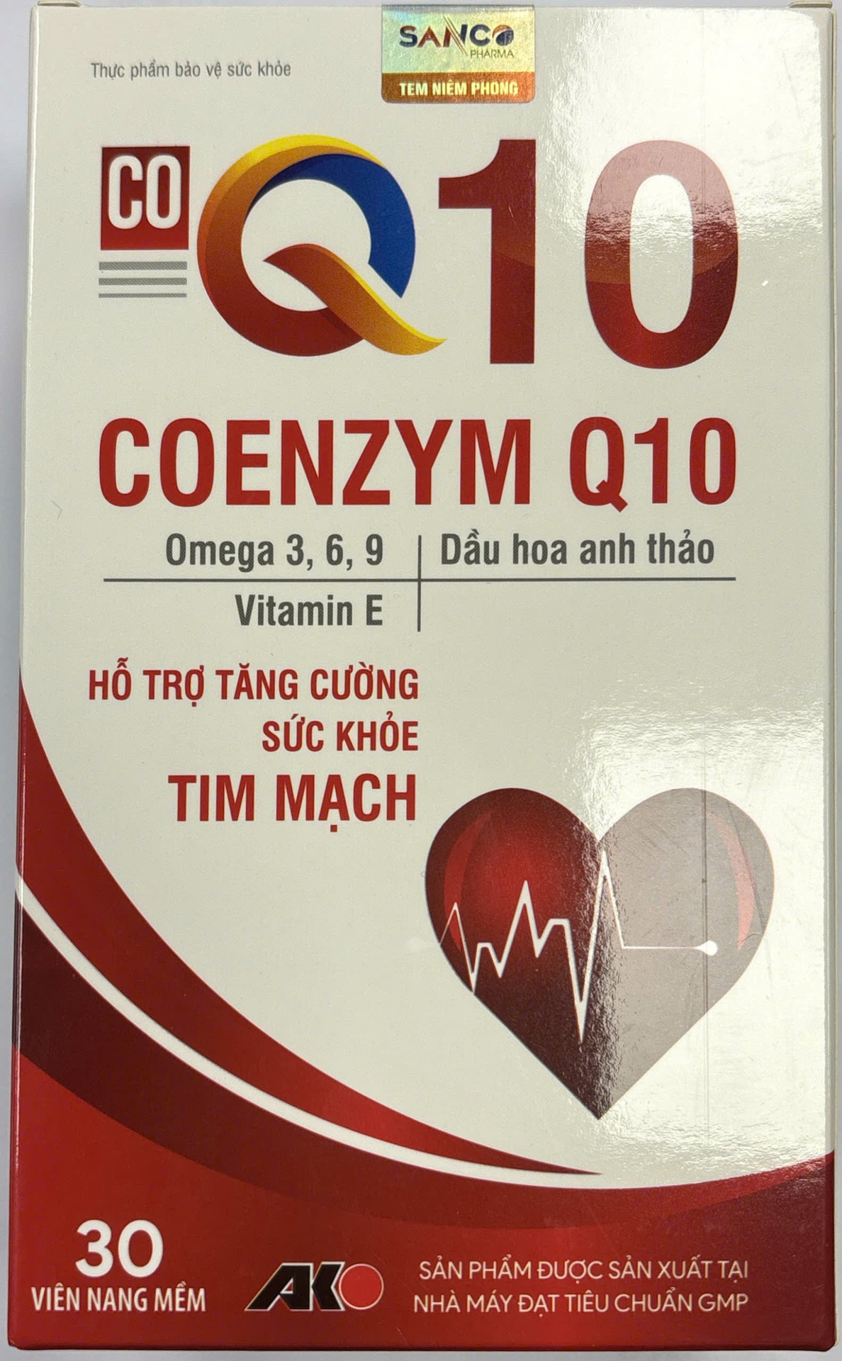 Viên uống hỗ trợ tăng cường sức khỏe tim mạch Coenzym Q10 Akopha Pháp (Hộp 30 viên)