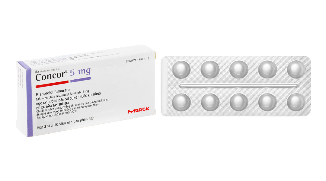 Concor 5mg Bisoprolol Merck (Hộp 30 viên)
