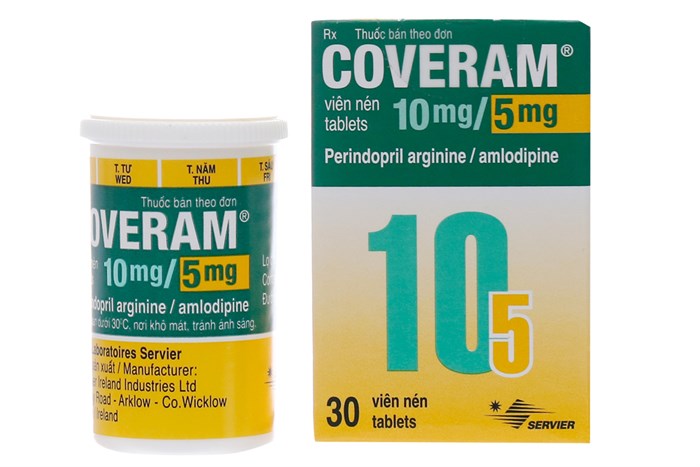 Coveram 10mg/5mg Servier (Lọ/30v) date 11/2023