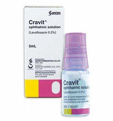 Nhỏ mắt Cravit Levofloxacin 0.5% Santen (Lọ 5ml)