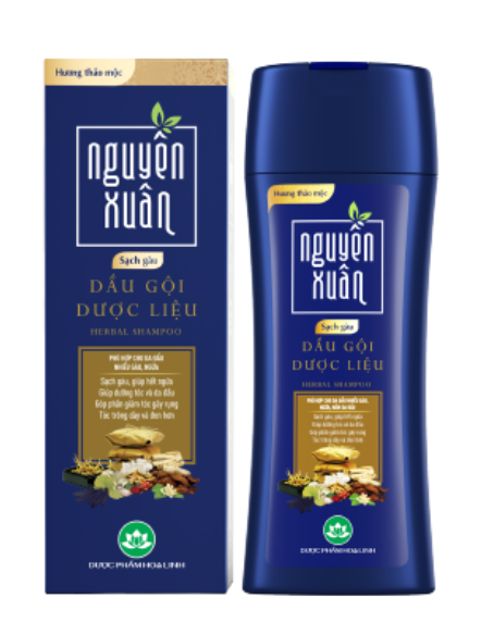 Dầu gội nguyên xuân hương thảo mộc Hoa Linh (xanh than) (Chai 260g)