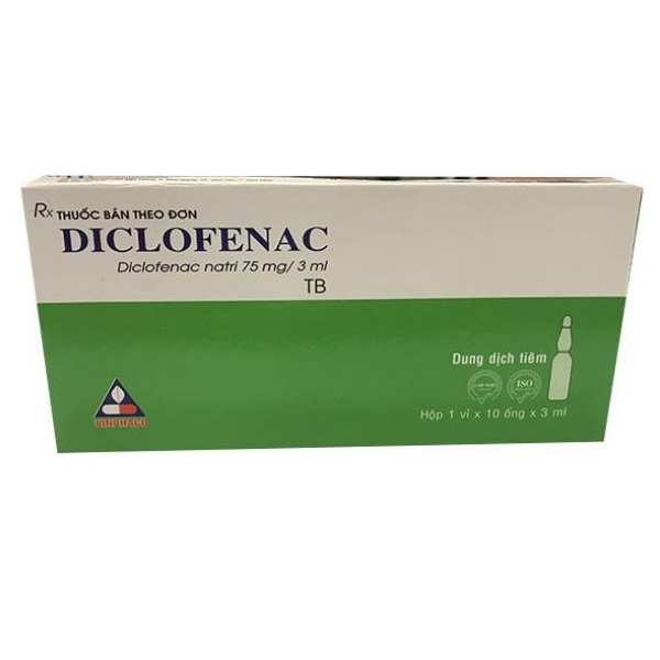 Tiêm Diclofenac 75mg/3ml Vĩnh Phúc (Hộp 10 ống x 3ml)