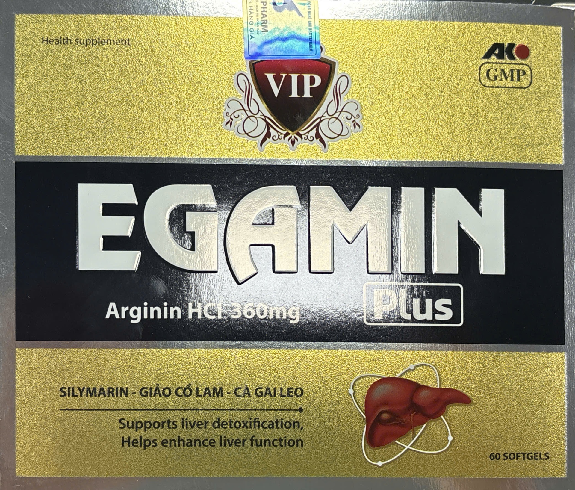 Viên uống Bổ Gan Giải Độc Egamin Plus Arginin 360mg Akopha (Hộp 60 viên)