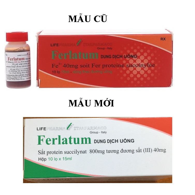 Dung dịch uống Ferlatum thường Sắt 40mg Ý (Hộp 10 lọ x 15ml)