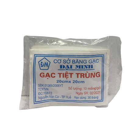 Gạc tiệt trùng Đại Minh 20cm x 20cm rẻ (Gói/10 miếng)