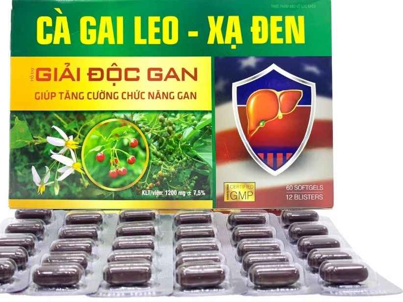 Viên uống Giải độc gan cà gai leo xạ đen Akopha (hình gan) (Hộp 60 viên)