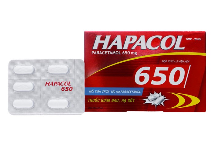 Hapacol Paracetamol 650mg DHG Hậu Giang (Hộp 50 viên)