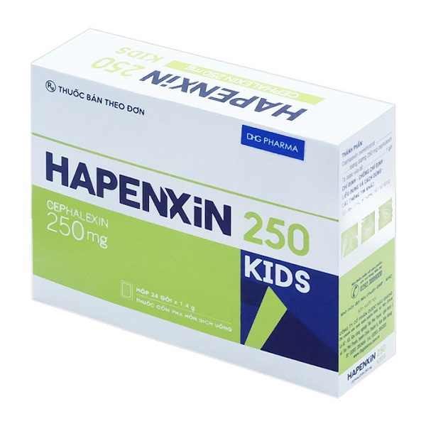 Hapenxin 250 kids cephalexin 250mg DHG Hậu Giang (Hộp 24 gói x 1.4g)