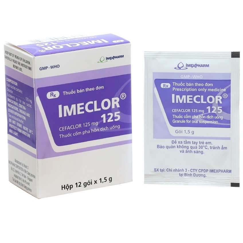 Imeclor Cefaclor 125mg Imexpharm (Hộp 12 gói x 1.5g)