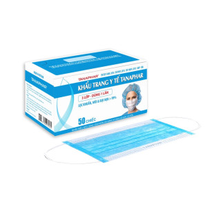 Khẩu trang y tế 3 lớp màu xanh Tân Á (Hộp 50 chiếc)