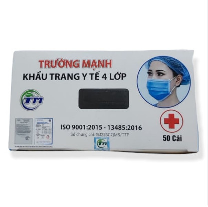 Khẩu trang y tế 4 lớp màu đen Trường Mạnh (Hộp 50 cái)