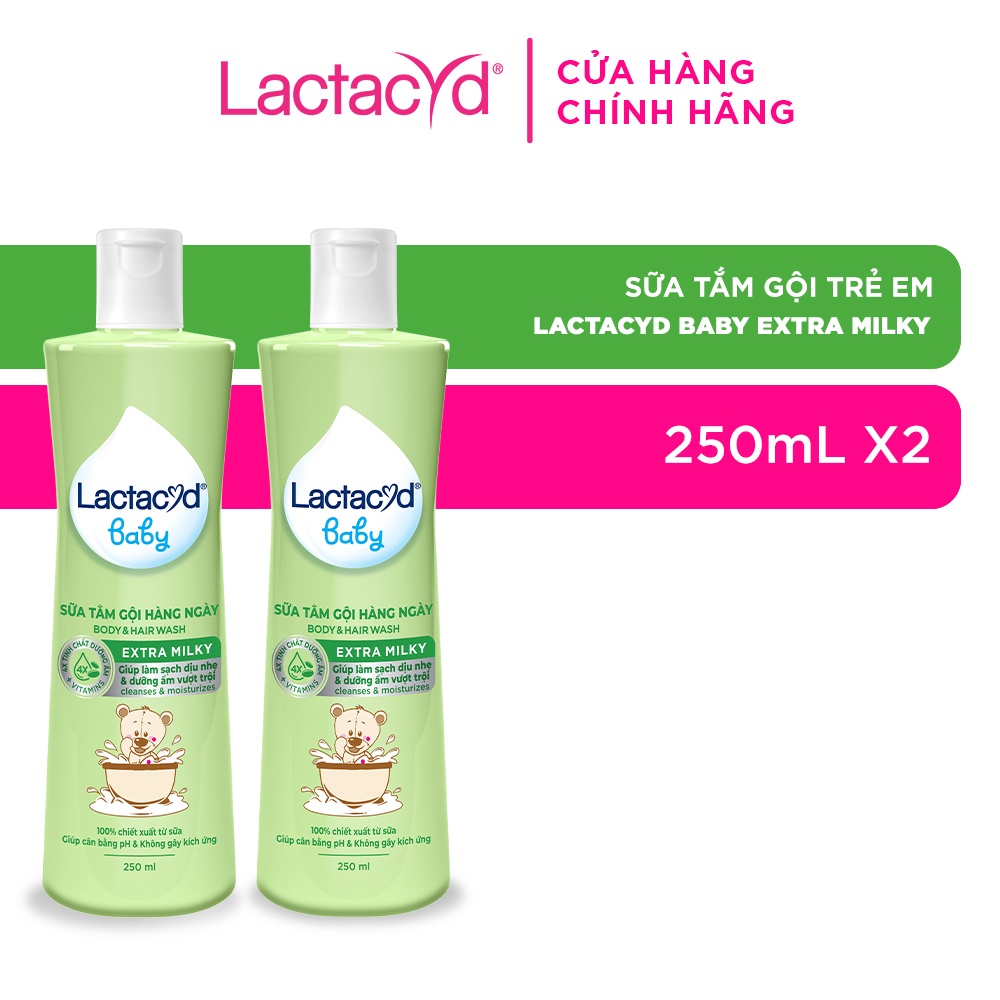 Lactacyd baby extra milky không vòi Sanofi (Chai 250ml)