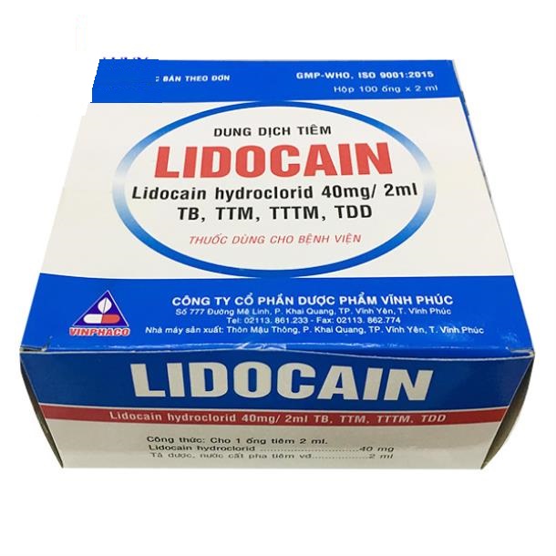 Tiêm Lidocain 40mg/2ml Vĩnh Phúc (Hộp 100 ống x 2ml)