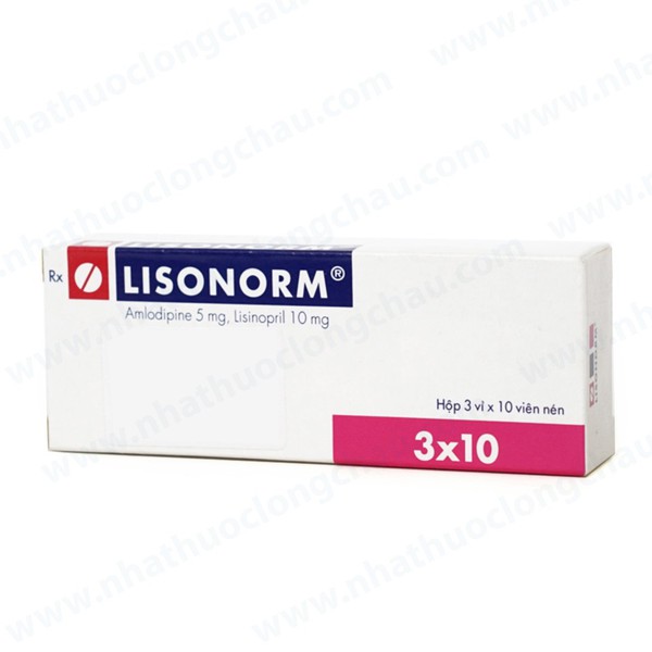 Lisonorm Amlodipin 5mg Lisinopril 10mg Hungary (Hộp 30 viên)