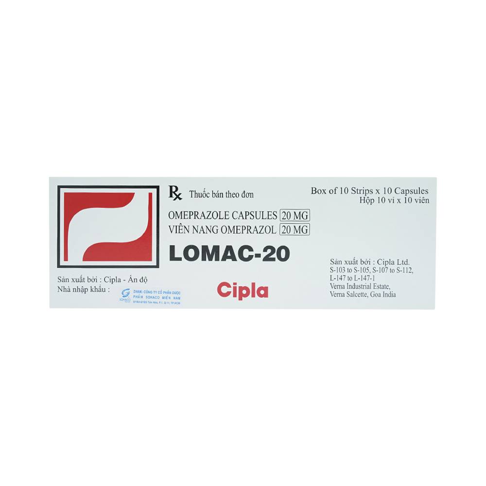 Lomac Omeprazol 20mg Cipla Ấn Độ (Hộp 100 viên)