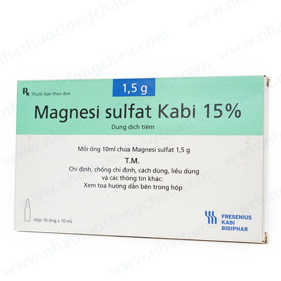 Magnesi Sulfat 15% Kabi Bình Định (Hộp 10 ống x 10ml)