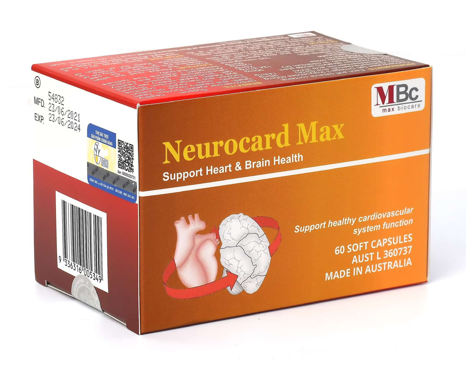 Viên uống Neurocard Max Úc (Hộp 60 viên)