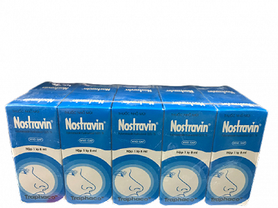 Nhỏ mũi Nostravin Xylometazoline HCl 0,05% Traphaco (Cọc 10 lọ x 8ml)